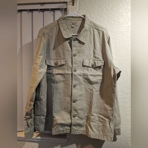 J Crew Wallace and Barnes Shirt Jacket Button Creme L Large Men's